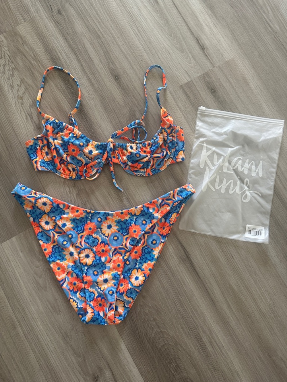 Kulani Kinis Floral Bikini Set in Blue & Orange